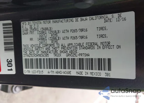 2017 Toyota Tacoma Trd Off Road из США, поврежденный, VIN 3TMAZ5CN3HM036305